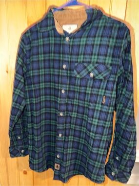Legendary Whitetails Men's Blue & Green Plaid Button-Up Shirt- Size Small